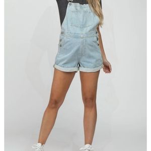Pinkblush light blue maternity denim short overalls . Size small